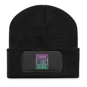 Straight outta Bilbao - Recycelte Patch Beanie - Schwarz - Vorne