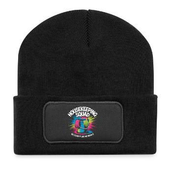 Funny Cleaning Design - Recycled Patch Beanie - black - Front