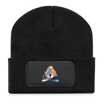 Randonnée en montagne – Respirer loin du bruit - Beanie recyclé à patch - noir - Devant
