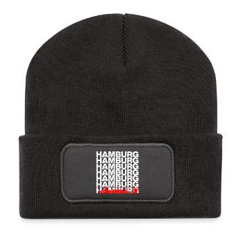 HAMBURG SKYLINE SILHOUETTE! - Recycelte Patch Beanie - Dunkelgrau - Vorne