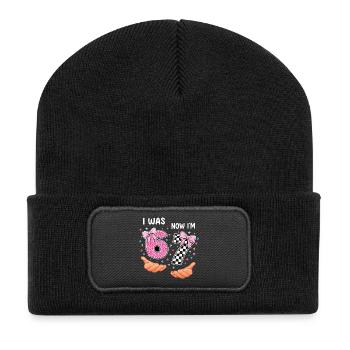 Ich war 6 jetzt bin ich 7 - siebter Geburtstag - Recycelte Patch Beanie - Schwarz - Vorne