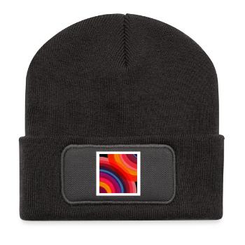 Abstrakter Regenbogen - Recycelte Patch Beanie - Dunkelgrau - Vorne