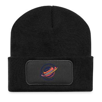 Colorful Planet with Rings Outer Space Motif - Recycled Patch Beanie - black - Front