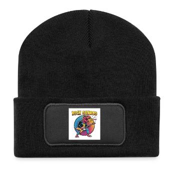 Rock Saurus Gitarrenheld - Recycelte Patch Beanie - Schwarz - Vorne