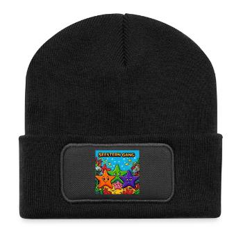 Seestern Gang Unterwasser Sternenfreunde - Recycelte Patch Beanie - Schwarz - Vorne