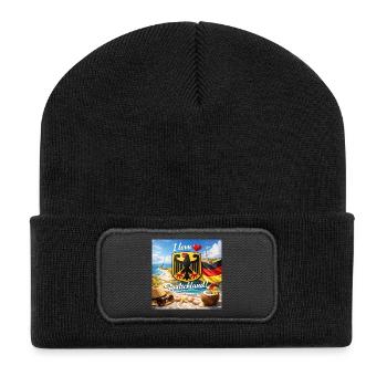 I love Germany Beach - Recycled Patch Beanie - black - Front