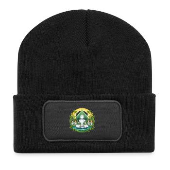 Méditation robotique dans le cercle de la nature - Beanie recyclé à patch - noir - Devant