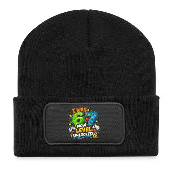 I was 6 Now Level 7 Unlocked 7th Birthday Gamer 67 - Recycelte Patch Beanie - Schwarz - Vorne