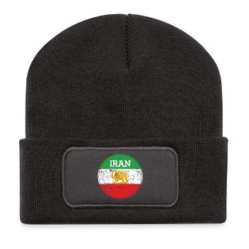 Emblème Lion Iran Vintage Rond - Beanie recyclé à patch - charbon - Devant