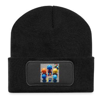 Colorful retreat on the beach - Recycled Patch Beanie - black - Front