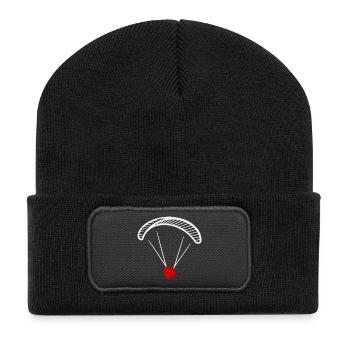 Paraglider - Paraglider with heart - Valentine's Day - Recycled Patch Beanie - black - Front