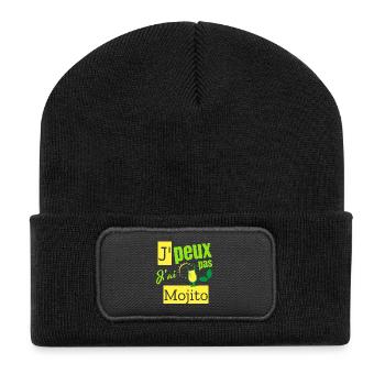 Je peux pas j’ai mojito - Beanie recyclé à patch - noir - Devant
