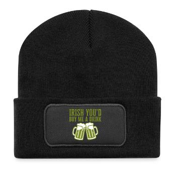 Irlandais : Tu m’achèterais un verre Citation drôle - Beanie recyclé à patch - noir - Devant