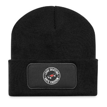 J’adore le patinage, je déteste le fascisme - Produits dérivés antifascistes - Beanie recyclé à patch - noir - Devant