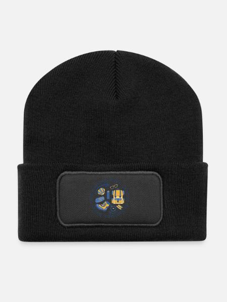 Buen Camino Ne Jamais Arrêter de Marcher en Bleu et Jaune - Beanie recyclé à patch - noir