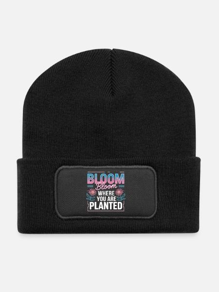 Bloom Bloom Where You Are Planted Selbstliebe - Recycelte Patch Beanie - Schwarz