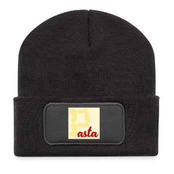 Pasta Nudeln Lieblingsessen - Recycelte Patch Beanie - Dunkelgrau - Vorne
