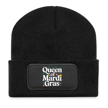 Queen Of Mardi Gras Nola Karnevalsparty - Recycelte Patch Beanie - Schwarz - Vorne