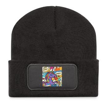 Licorne Pop Art Délice Arc en Ciel - Beanie recyclé à patch - charbon - Devant