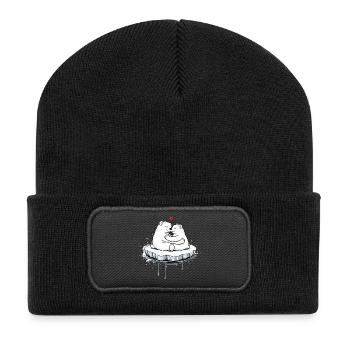 Deux ours polaires câlins sur la banquise - Beanie recyclé à patch - noir - Devant