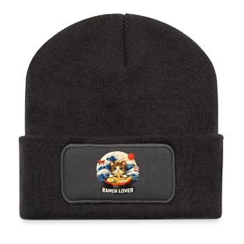 Cat Ramen Anime - Recycled Patch Beanie - dark grey - Front