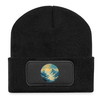 Golden morning light in the mountains - Recycled Patch Beanie - black - Front