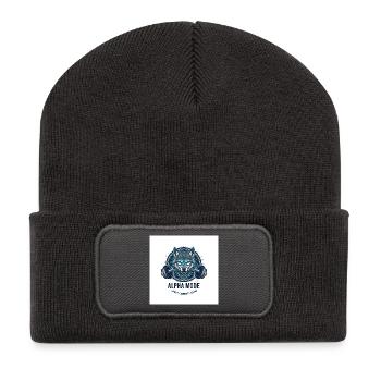 ALPHA_MODE_WOLF - Recycelte Patch Beanie - Dunkelgrau - Vorne