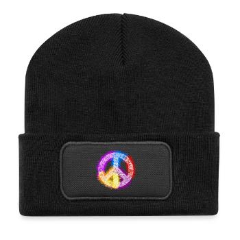 Signe de la paix de Zentangle - Beanie recyclé à patch - noir - Devant