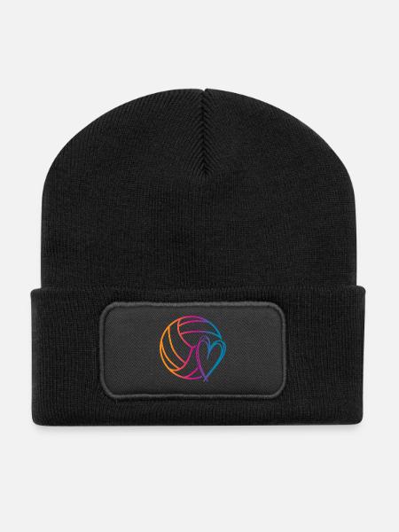 Volleyball Ball - Recycelte Patch Beanie - Schwarz