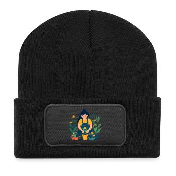 Gardener in the flower garden hobby gardener motif - Recycled Patch Beanie - black - Front