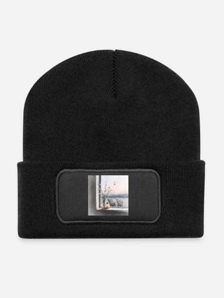 A quiet place by the water - Recycled Patch Beanie - black
