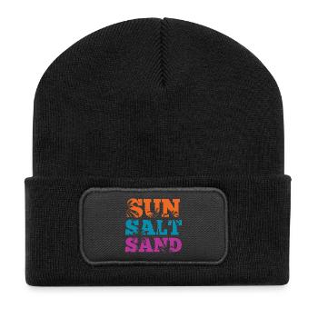 Sommerzeit - Sonne, Salz und Sand - Recycelte Patch Beanie - Schwarz - Vorne