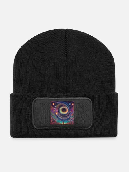 Cosmic Eye Vortex - Recycled Patch Beanie - black