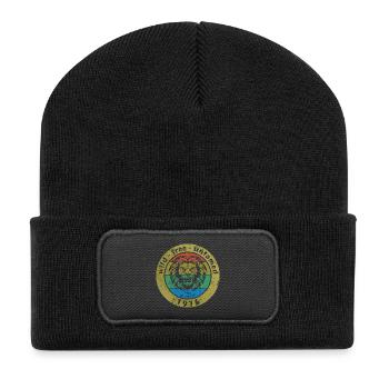 50. Geburtstag Wild, free & untamed since 03/1976 - Recycelte Patch Beanie - Schwarz - Vorne