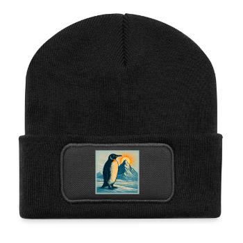 Penguin Sonnenaufgang über Eisbergen - Recycled Patch Beanie - black - Front