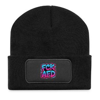 FCK AFD - Antifa Tee - Recycelte Patch Beanie - Schwarz - Vorne