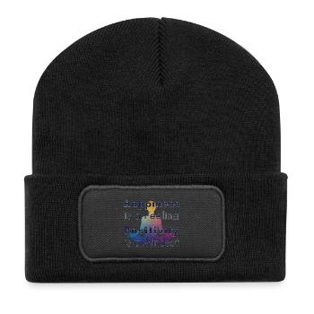 Happiness is a Feeling Positivity is a Mindset - Recycled Patch Beanie - black - Front