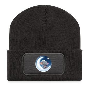 Mondkusch Elefant mit Lolli - Recycelte Patch Beanie - Dunkelgrau - Vorne