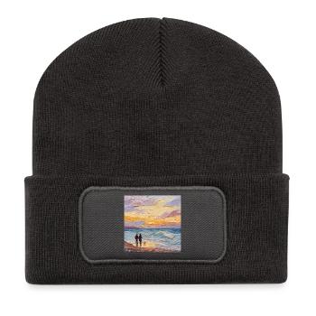 Sunset over the sea - Recycled Patch Beanie - dark grey - Front