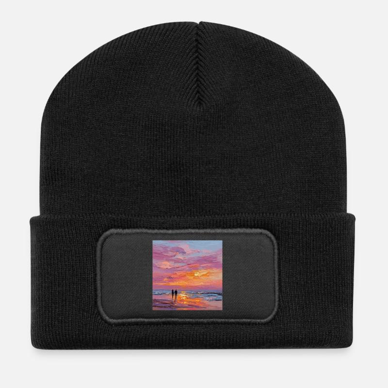 Coucher de soleil - Beanie recyclé à patch - noir