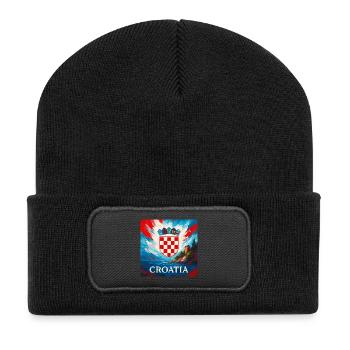 Armoiries de Croatie Côte - Beanie recyclé à patch - noir - Devant