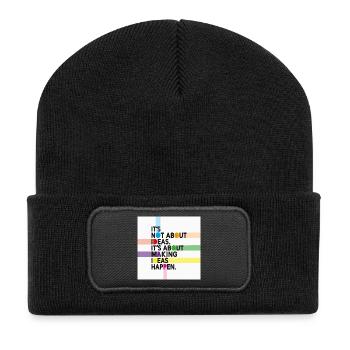 Make Ideas Happen – Kreativer Motivationsspruch - Recycelte Patch Beanie - Schwarz - Vorne