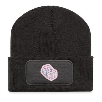 Heart Dice Design - Recycled Patch Beanie - dark grey - Front