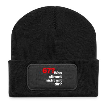 6-7 WAS STIMMT NICHT MIT DIR? TREND KINDER WARUM🤔 - Recycelte Patch Beanie - Schwarz - Vorne