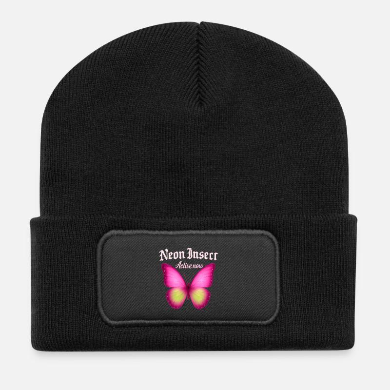 Neon Schmetterling Aktiv Jetzt Fans Geschenkidee - Recycelte Patch Beanie - Schwarz