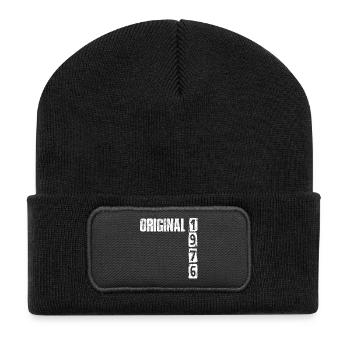 Vintage 1976 50. Geburtstag - Recycelte Patch Beanie - Schwarz - Vorne