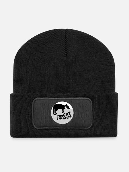 Type-o-Cat #87 ProCATsination - Recycled Patch Beanie - black