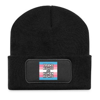 Les droits trans sont des droits humains - T-shirt Pride - Beanie recyclé à patch - noir - Devant
