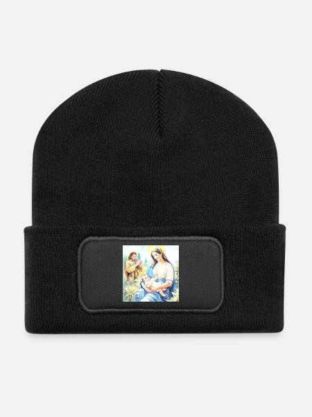 Nativity of Jesus - The Holy Family - Recycled Patch Beanie - black