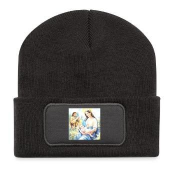 Nativité de Jésus - La Sainte Famille - Beanie recyclé à patch - charbon - Devant